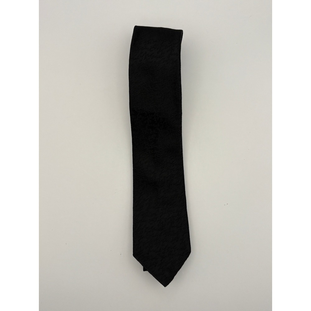 Vintage Jackman's Rhodia Woven in France Black Jacquard Tie with White Motif